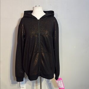 Hugo Boss Black and Bronze Hooded Jacket with Full-Length Zipper